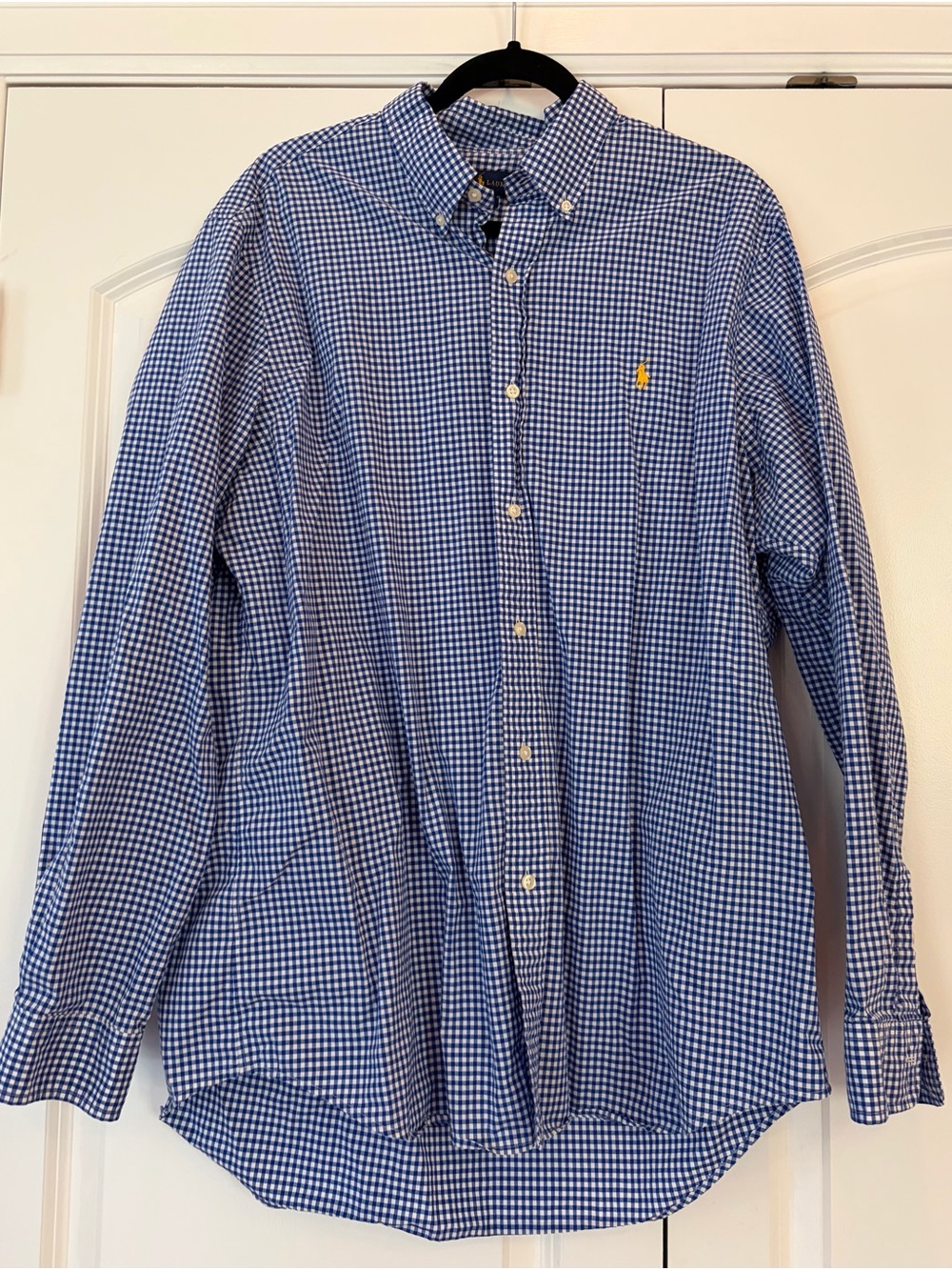 Lauren Ralph Lauren Men Classic Fit Blue Check Dress Shirt Sz XL Preppy Logo